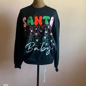 WOUNDUP Sanita Black Sweatshirt with Festive Multicolor Design